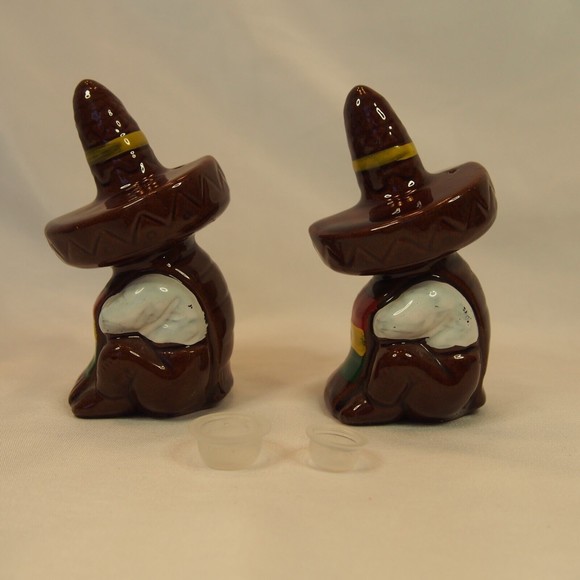 Vintage Anthropomorphic Salt Pepper Shakers Mexican Man Sombrero Siesta - Picture 4 of 10